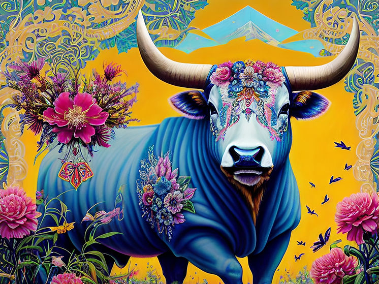 a Majestic bull yellow background for adipoz skincare