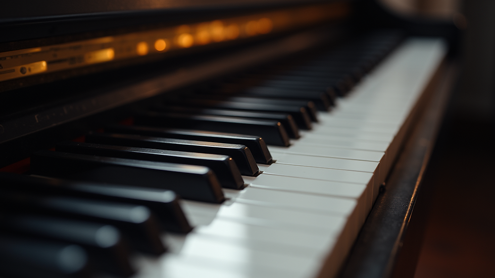 Close-up view of a piano keyboard with highlighted keys