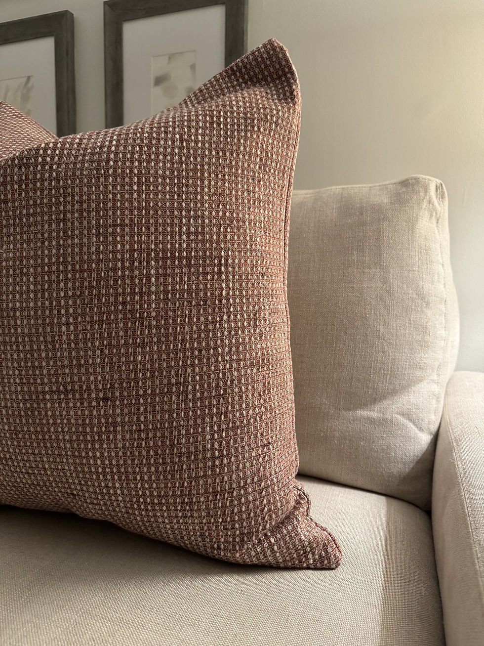 Thumbnail: Pale Red Textured Pillow Cover