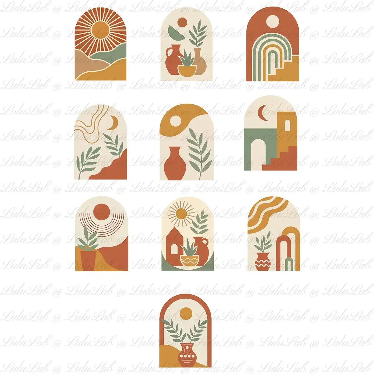 Boho Arches Organic Collection: 10 abstract SVG vector files