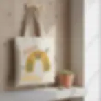 Esempio di stampa su borsa in tela tote bag utilizzando la grafica Boho Earthy Rainbow Arches SVG.