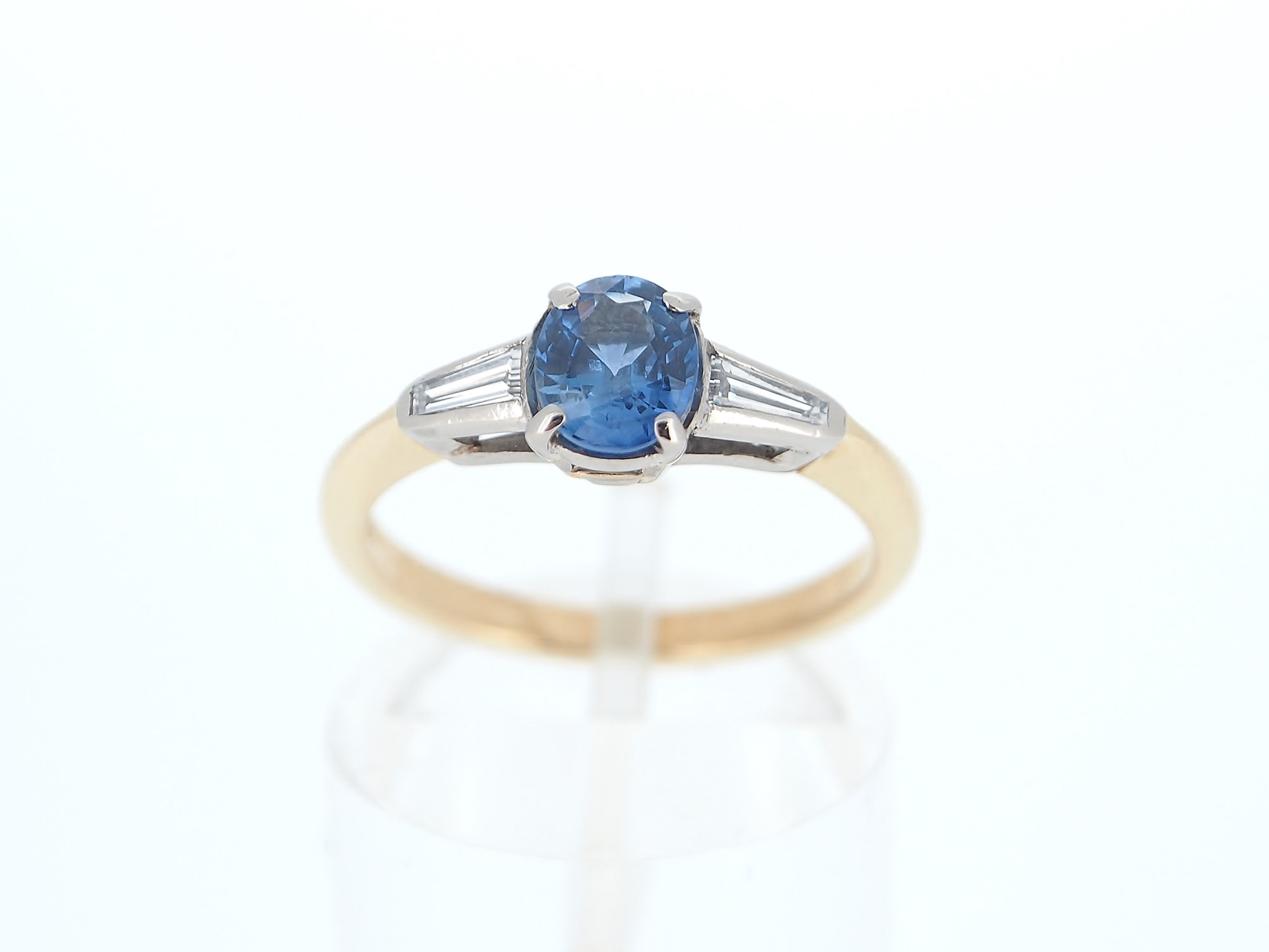 Sapphire and diamond three stone ring
