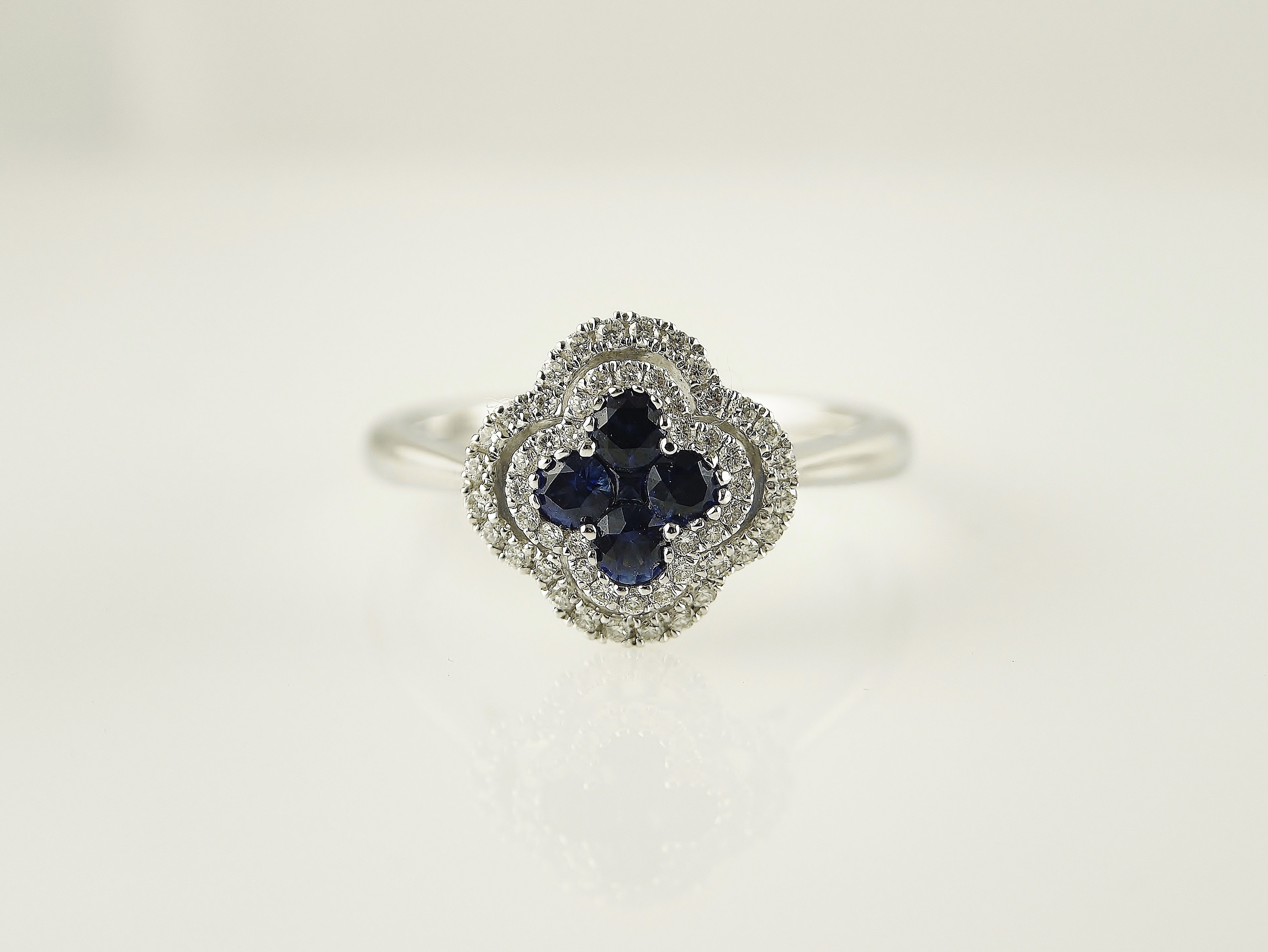 Sapphire and diamond cluster ring