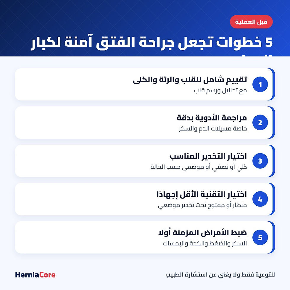 خطوات تجعل جراحة الفتق آمنة لكبار السن