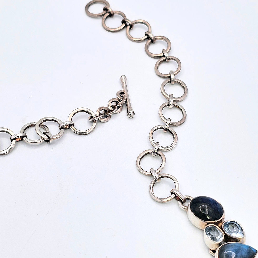 Thumbnail: Labradorite,  Kyanite & Blue Topaz Statement Necklace 