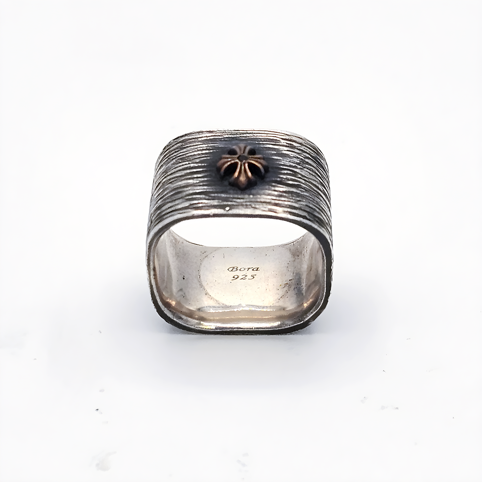 Thumbnail: Sterling Silver Cross Men's Ring: BORA Collection
