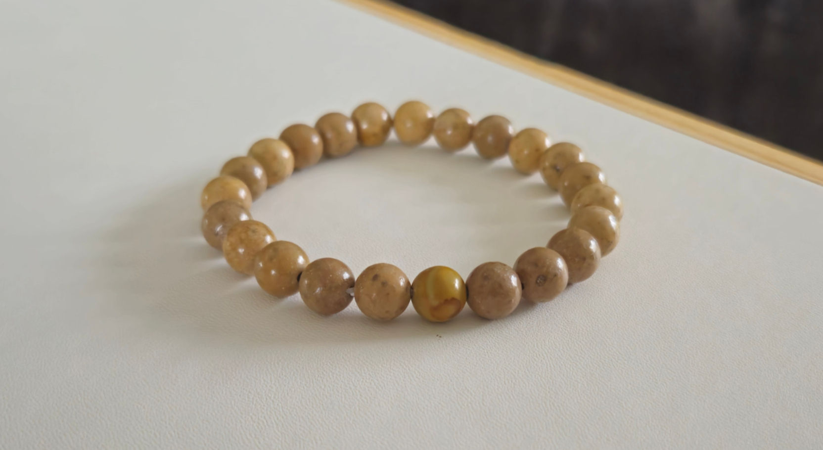 Bracelet mixte 8mm, Calcite et Marbre, marron beige