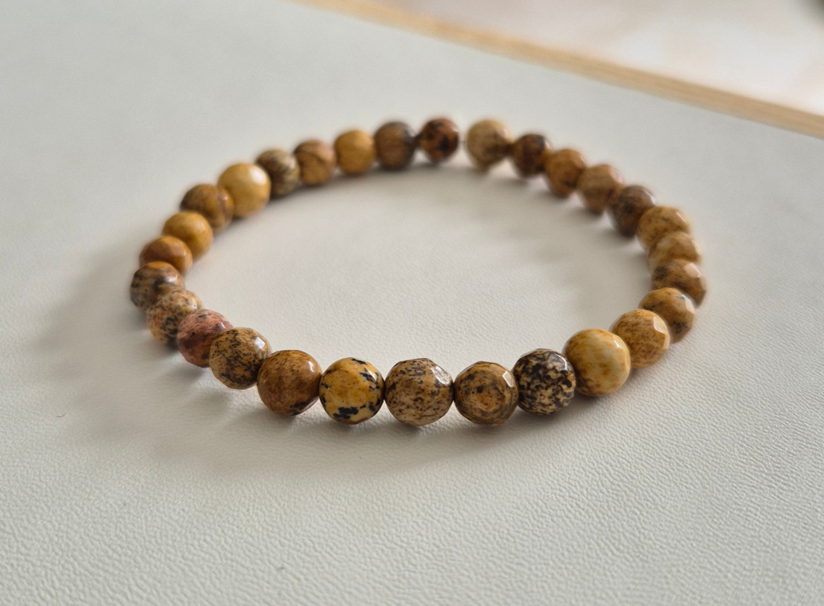 Bracelet facetté 6mm, Jaspe paysage, marron sierra