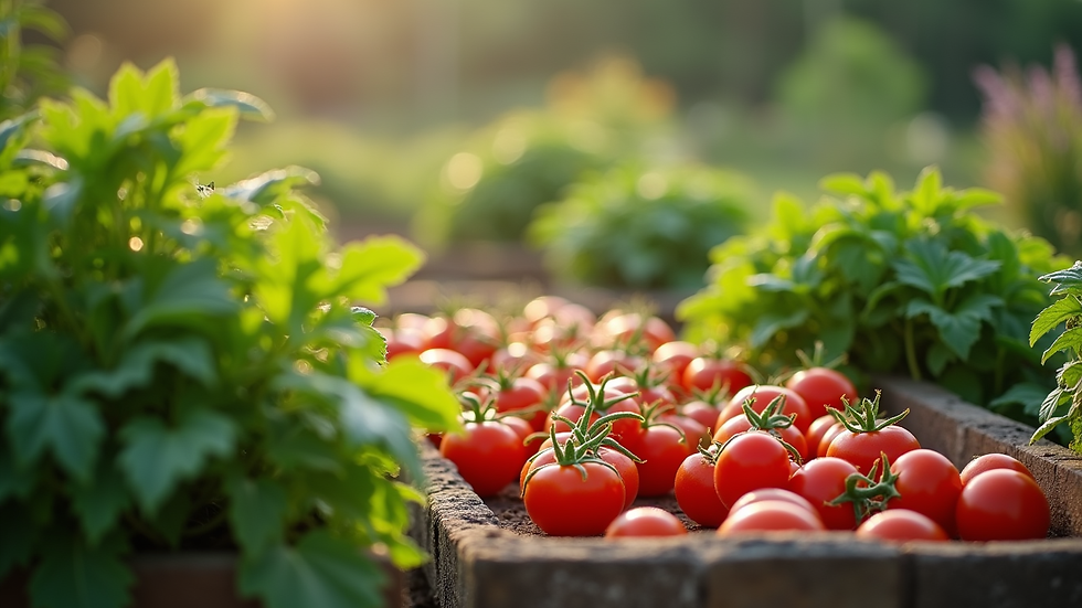 Close-up view of a community garden thriving with fresh vegetables