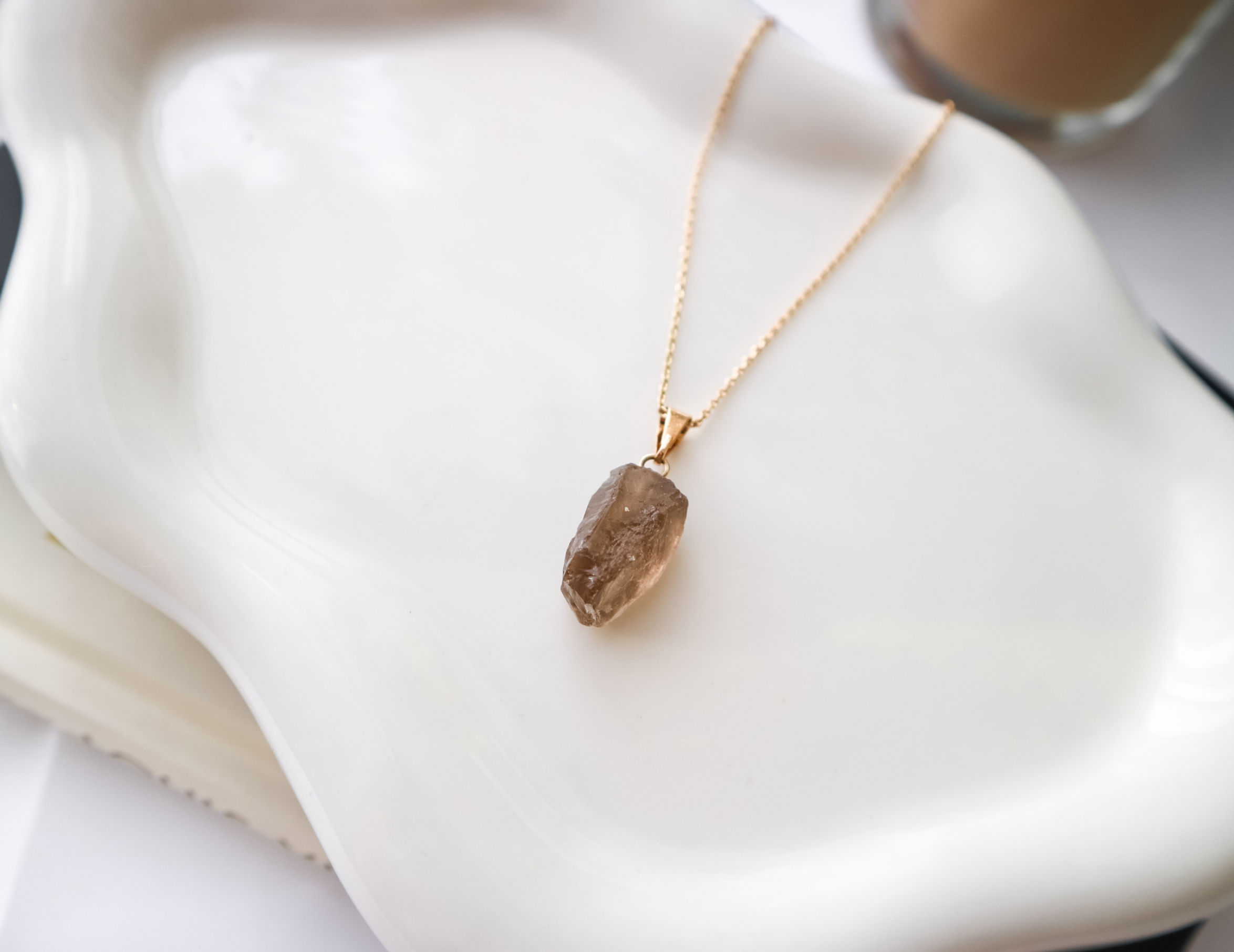 Smoky Quartz Gold Plated Necklace