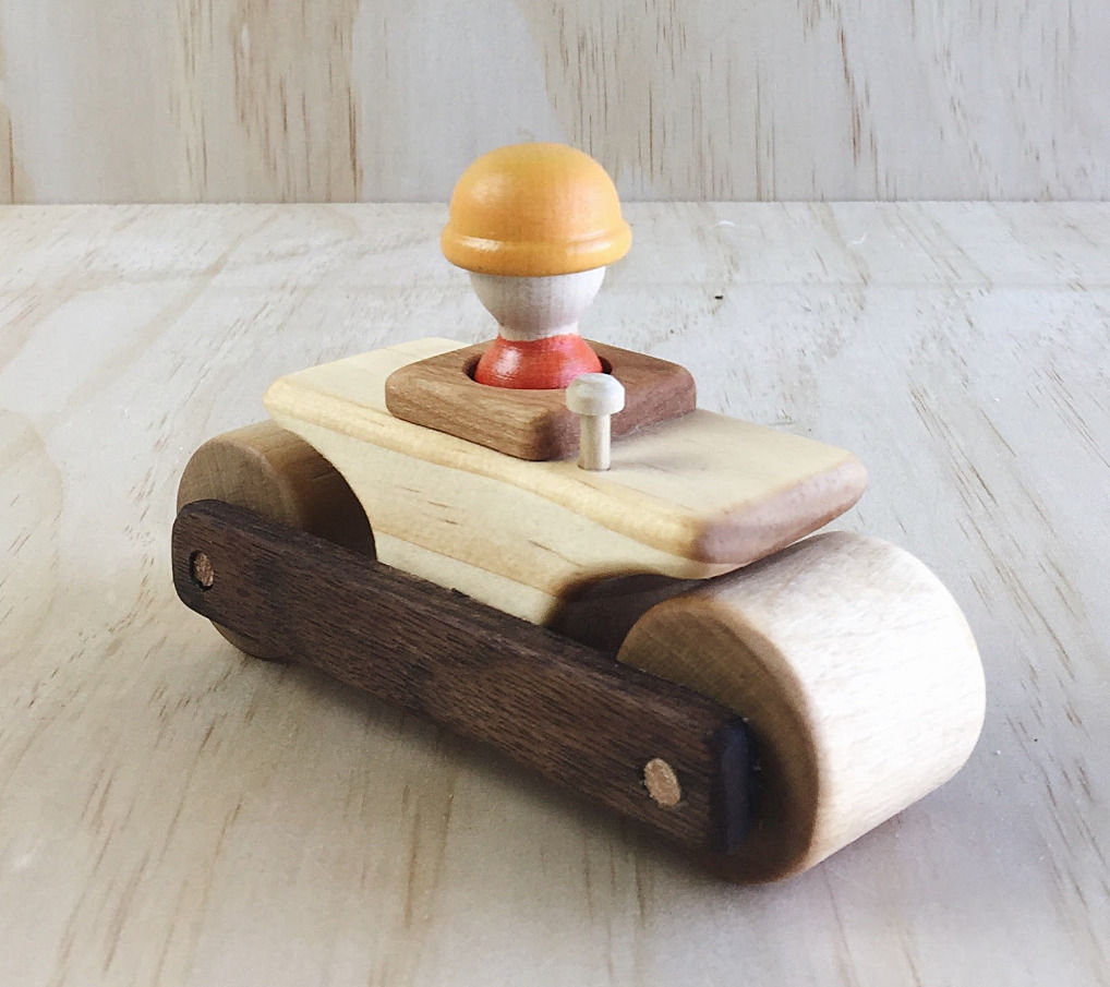 handmade wood steamroller