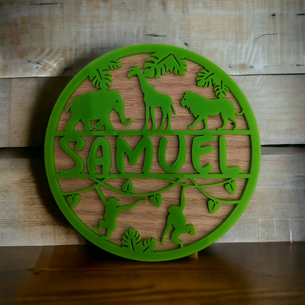 Thumbnail: Personalised Jungle Safari Theme Wall or Door Sign Plaque