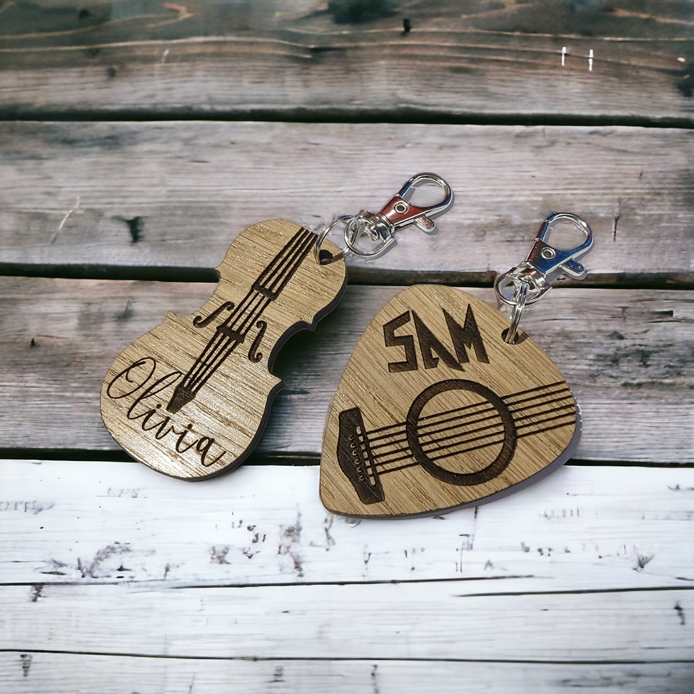 Thumbnail: Personalised Guitar Case Plectrum Keyring Keychain