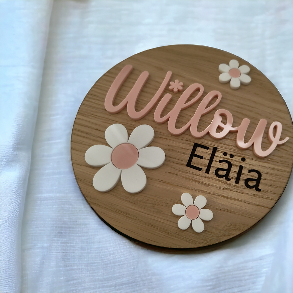 Thumbnail: Baby Name Wood Acrylic Flower Sign