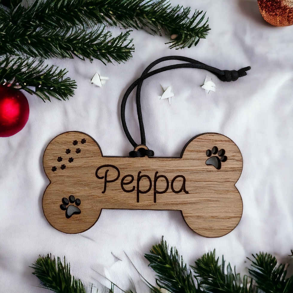 Thumbnail: Engraved Dog Bone Christmas Bauble