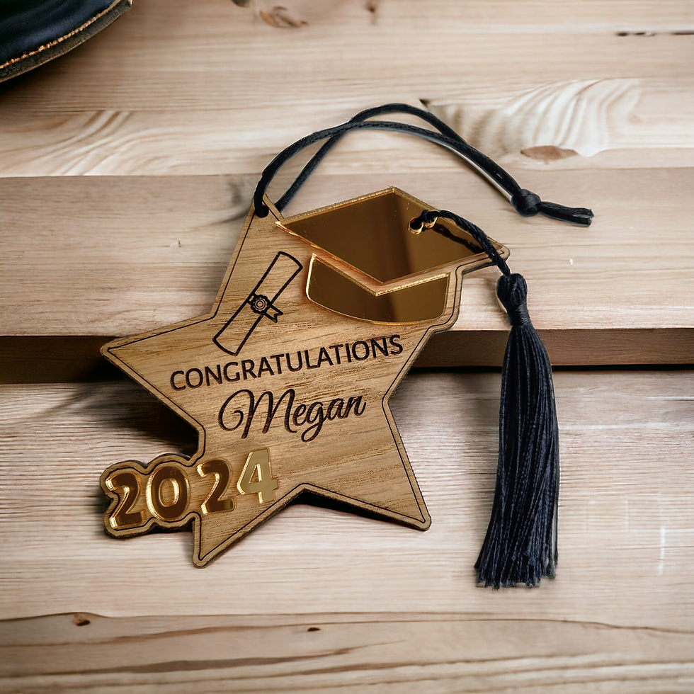 Thumbnail: Personalised Graduation Gift – Wood & Acrylic Star Keepsake with Tassel