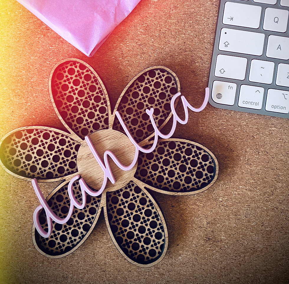 Thumbnail: Personalised Rattan Flower Wall Decor Hanging With Name