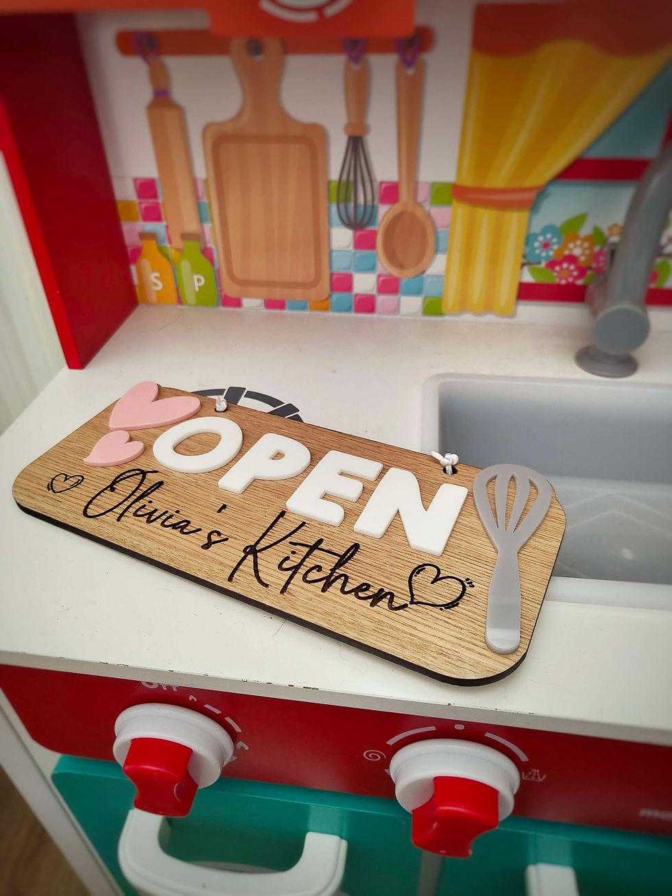 Thumbnail: Personalised Kitchen Open Sign Custom name wood acrylic