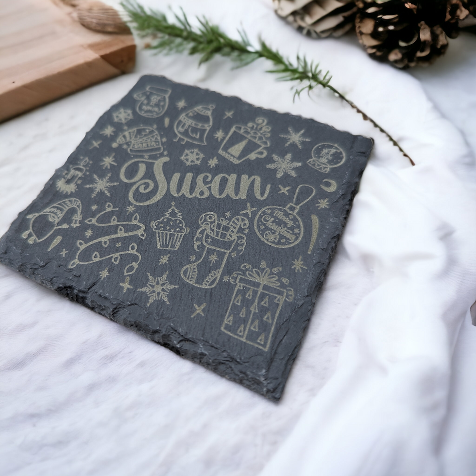 Thumbnail: Personalised Christmas Slate Coaster