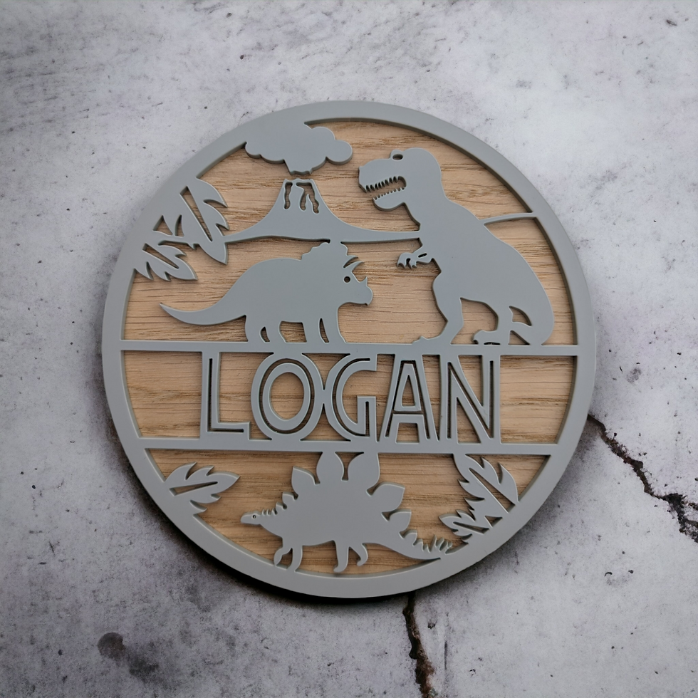 Thumbnail: Personalised Dinosaur Theme Wall Sign Door Plaque