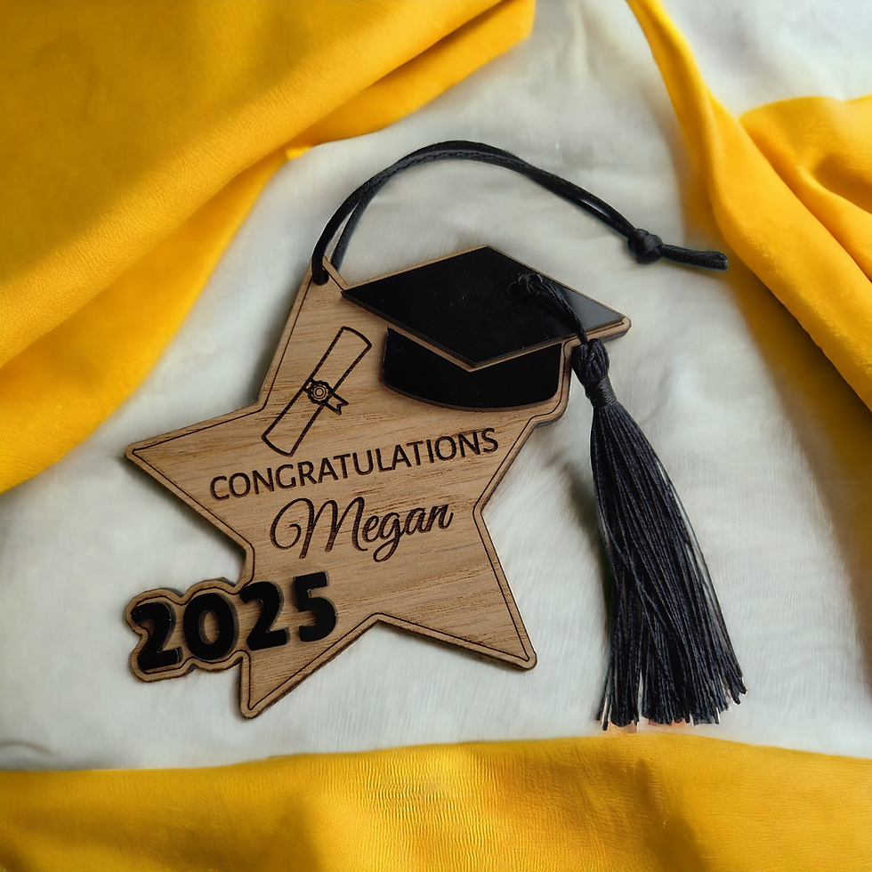 Thumbnail: Personalised Graduation Gift – Wood & Acrylic Star Keepsake with Tassel