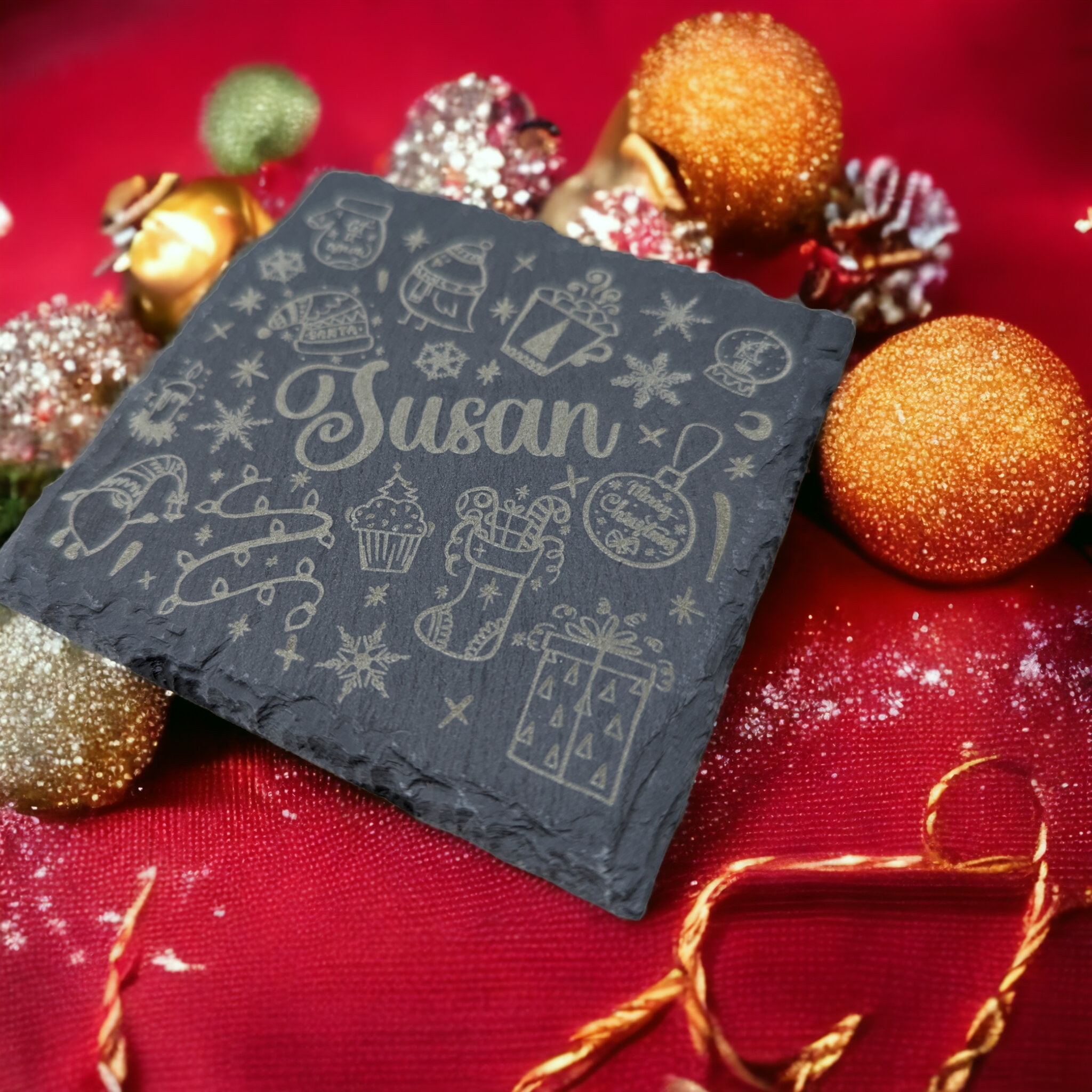Personalised Christmas Slate Coaster