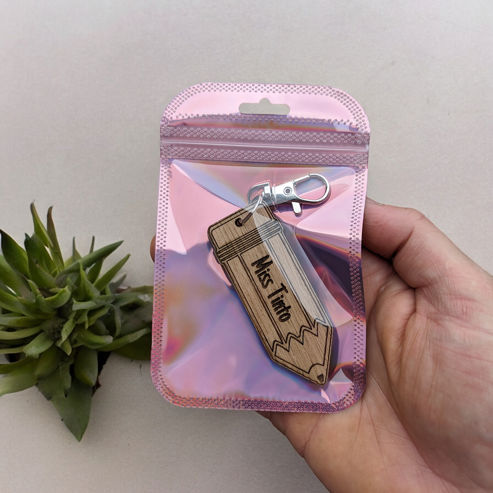 Thumbnail: Wooden Personalised Pencil Name Teacher Keyring