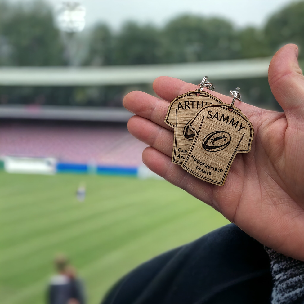 Thumbnail: Personalised Rugby Rugbi Shirt Keyring