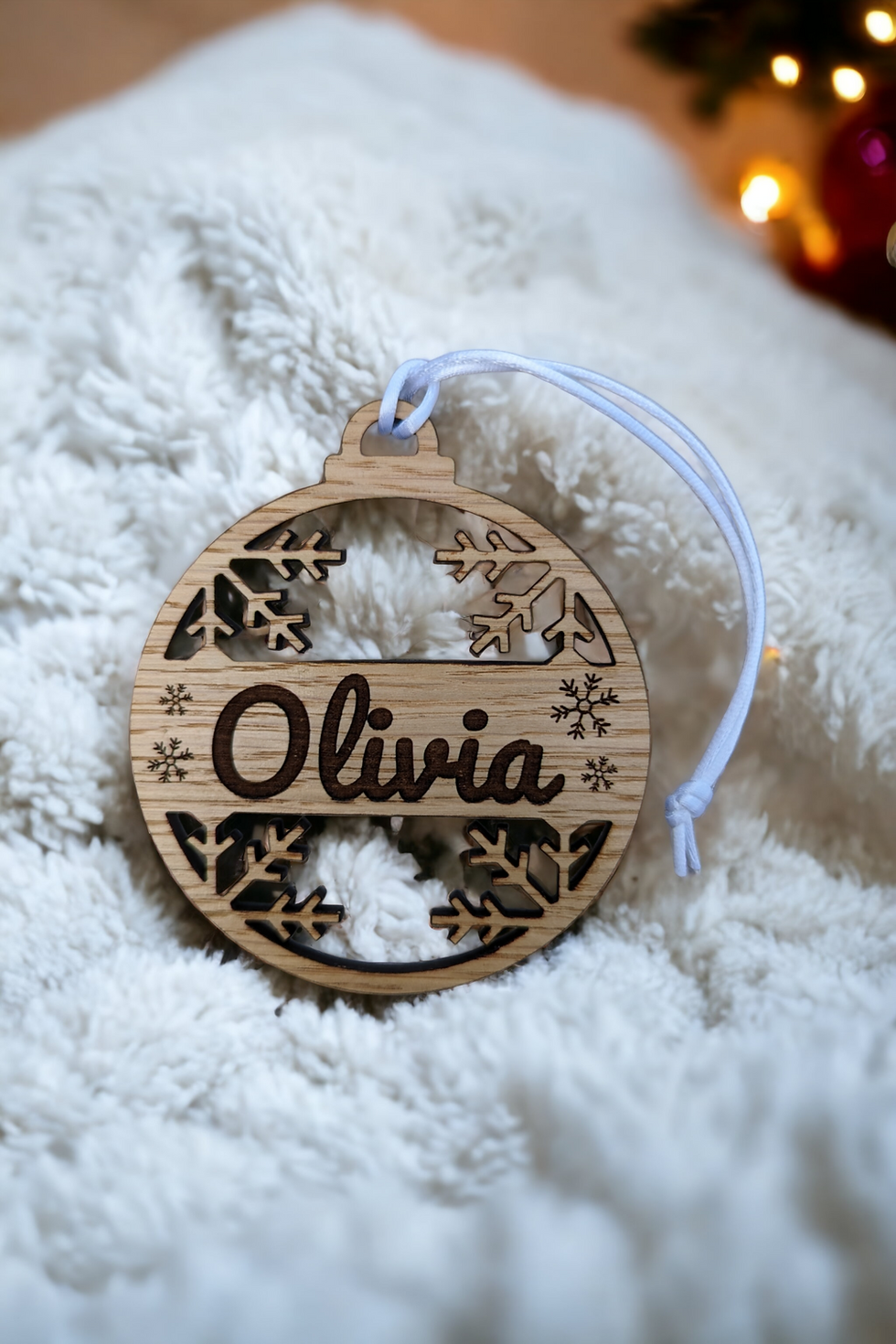 Thumbnail: Christmas tree Bauble Snow flake with name