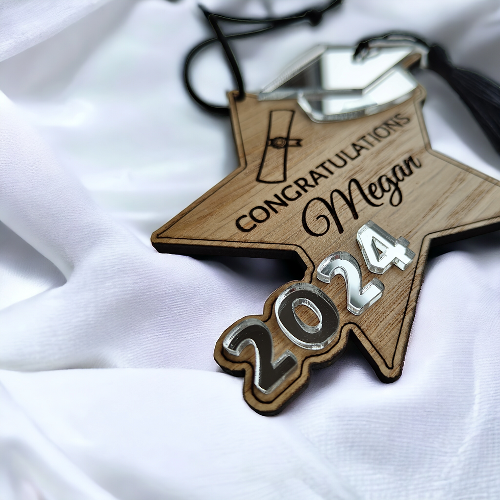 Thumbnail: Personalised Graduation Gift – Wood & Acrylic Star Keepsake with Tassel
