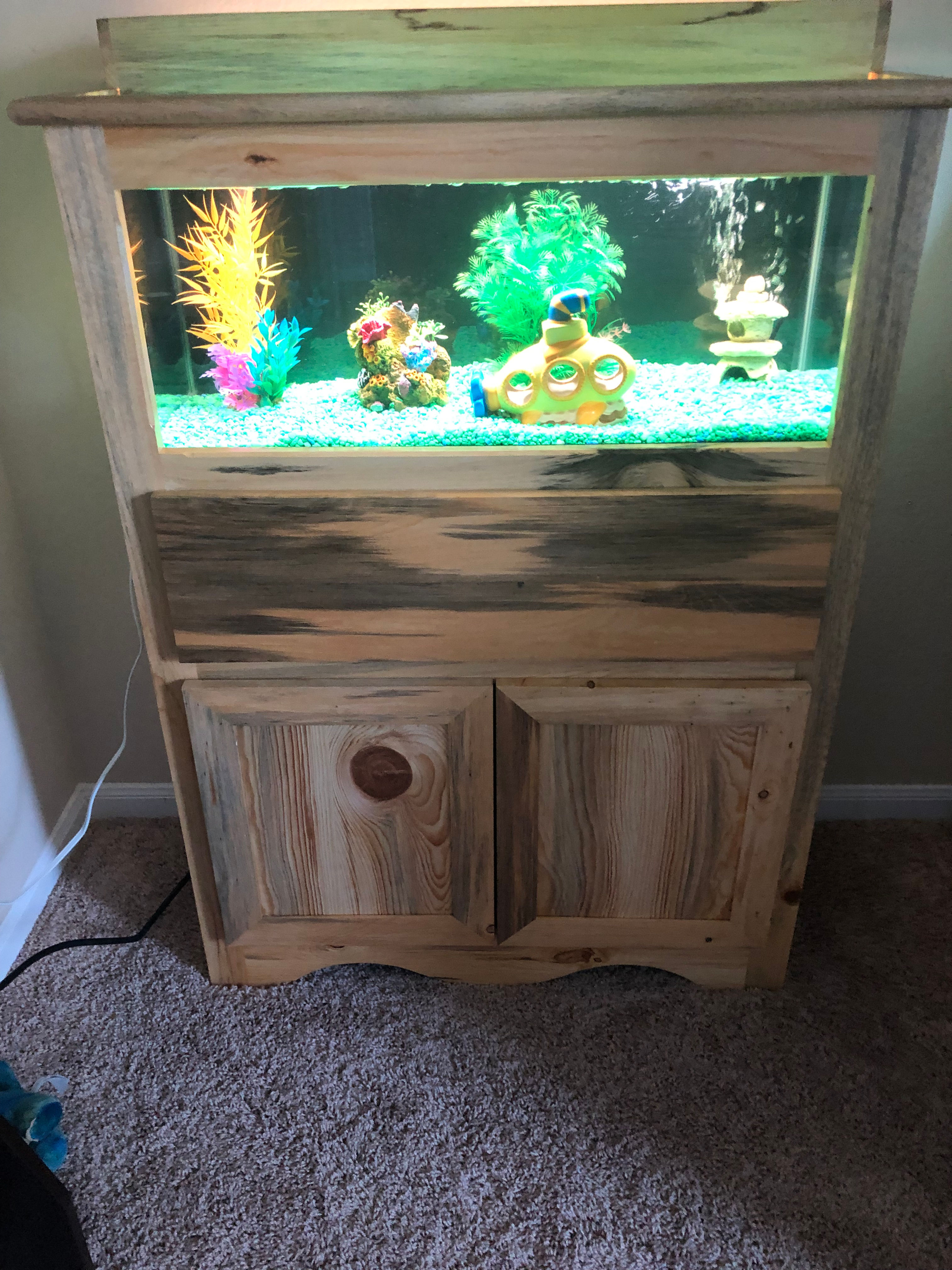 20 Gallon Fish Tank & Cabinet
