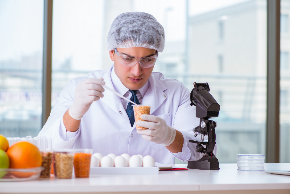 Male Food Scientist testing food samples