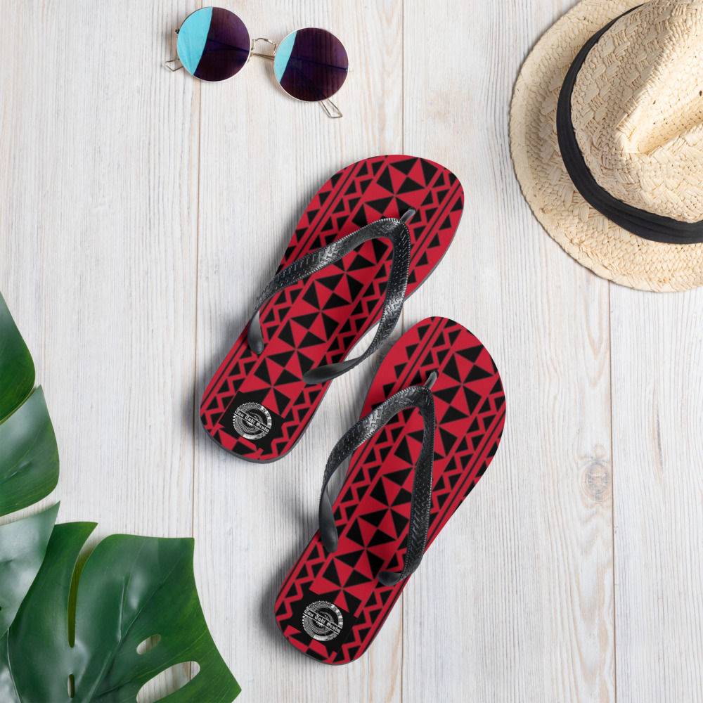 Flip-Flops red and black tribal