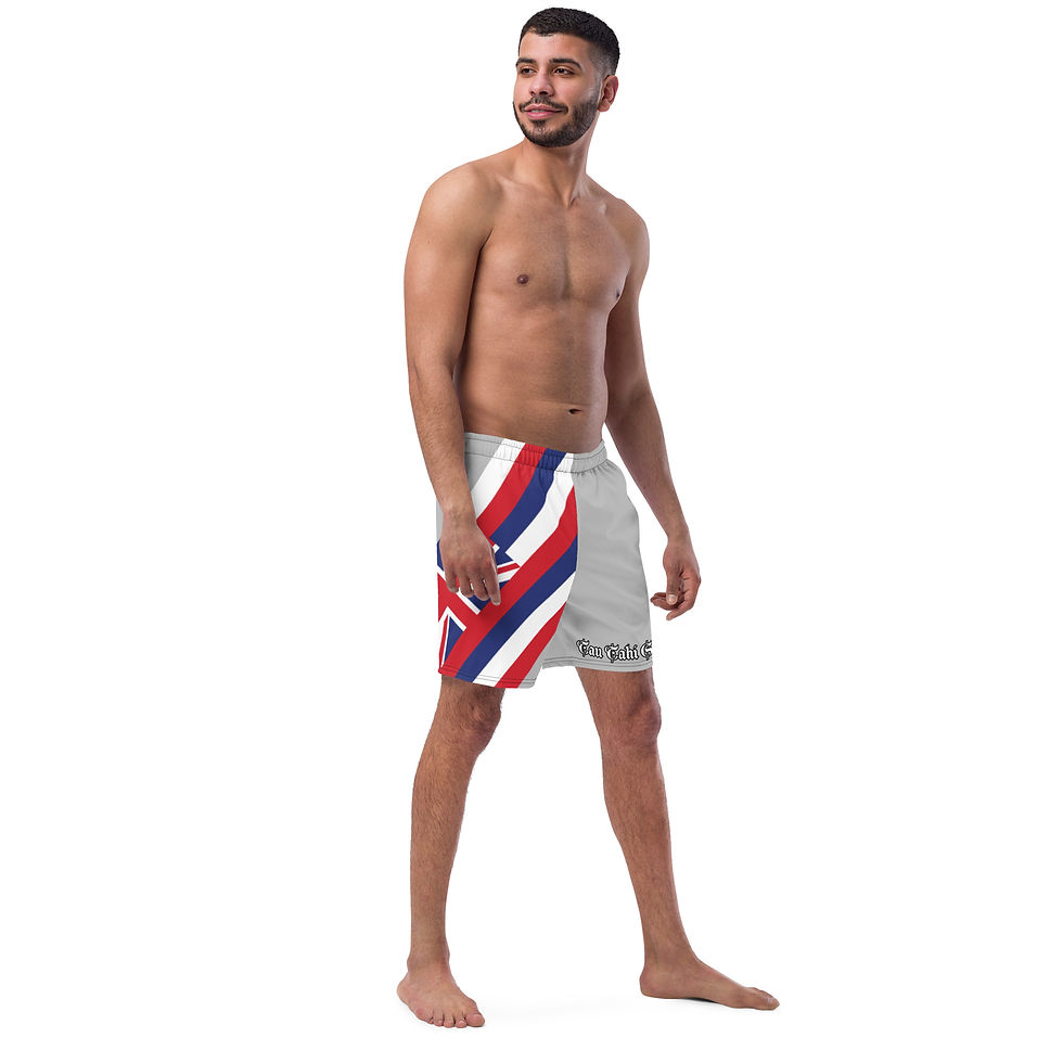 Thumbnail: All-Over Print Recycled Swim Trunks Hawaiian Flag gray