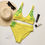 Thumbnail: Recycled high-waisted bikini Hawaiian Floral Green & Yellow