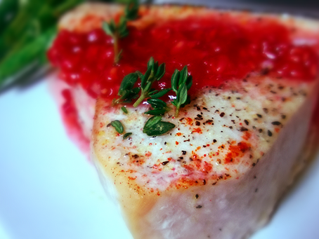 Baked Swordfish with Rasberry Sauce