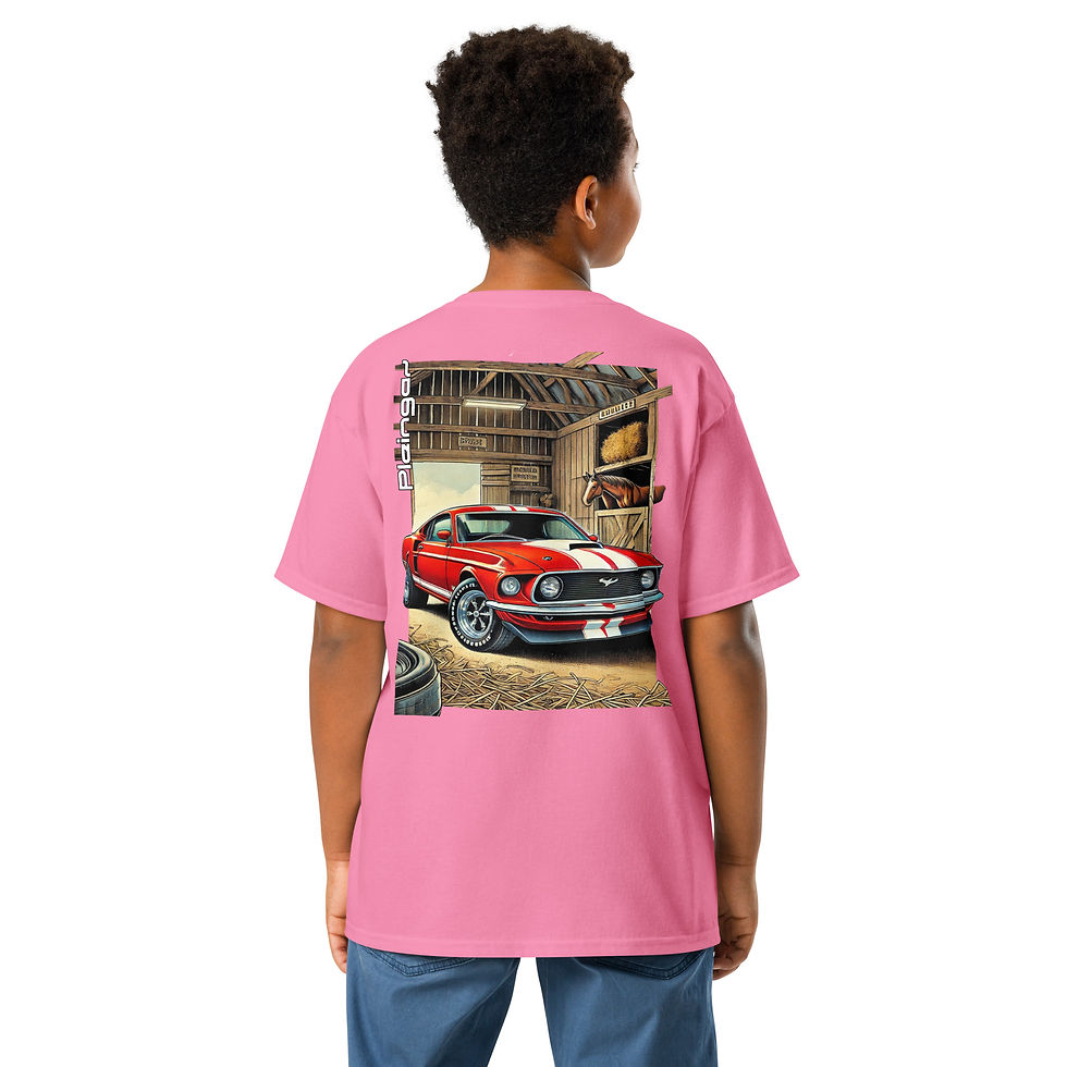 Thumbnail: Kid t-shirt Pleingaz MUSTANG 70' unisex coton Oeko-Tex