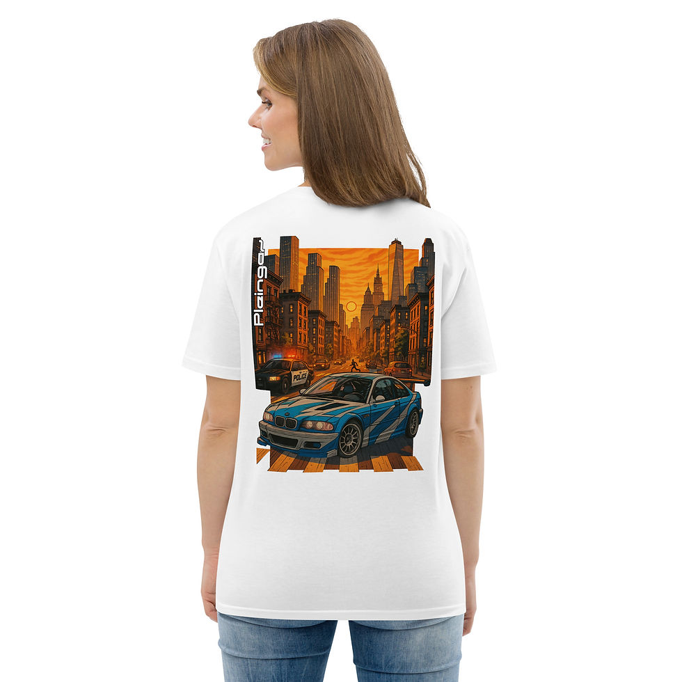 Miniaturbild: T-shirt Pleingaz E46 M3 GTR NFS WANTED Unisex coton bio oeko tex