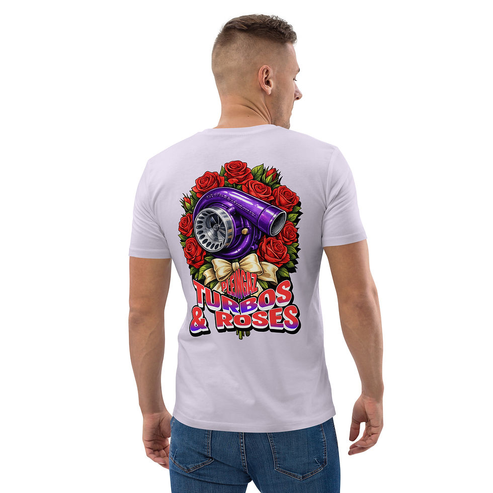 Thumbnail: T-shirt Pleingaz TURBOS & ROSES - du S au 5XL - Unisex coton bio oeko tex