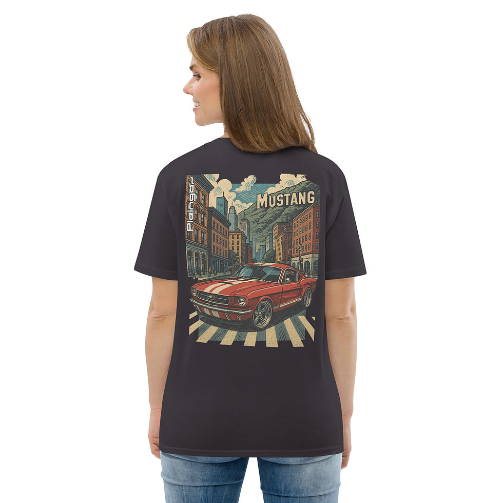 Thumbnail: T-shirt Pleingaz MUSTANG FASTBACK - du S au 5XL - unisex 100% coton bio Oeko-Tex