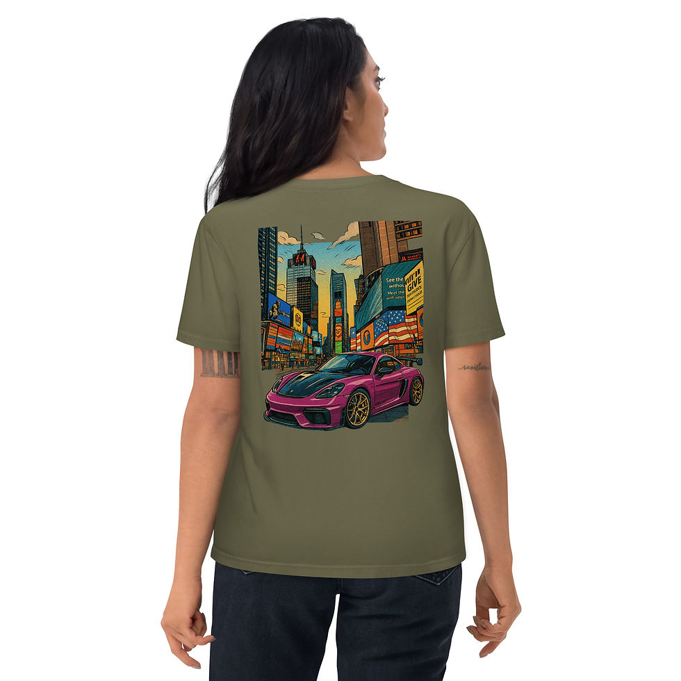 Miniature : T-shirt Pleingaz CAYMAN GT4 RS - du S au 5XL - unisex 100% coton bio Oeko-Tex