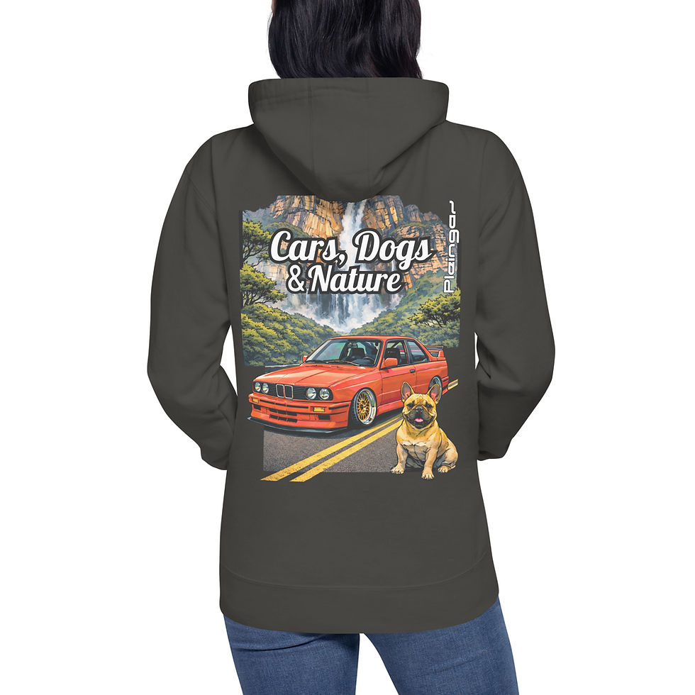 Miniature : Hoodie Pleingaz CARS DOGS & NATURE - du S au 3XL - unisex coton/polyester