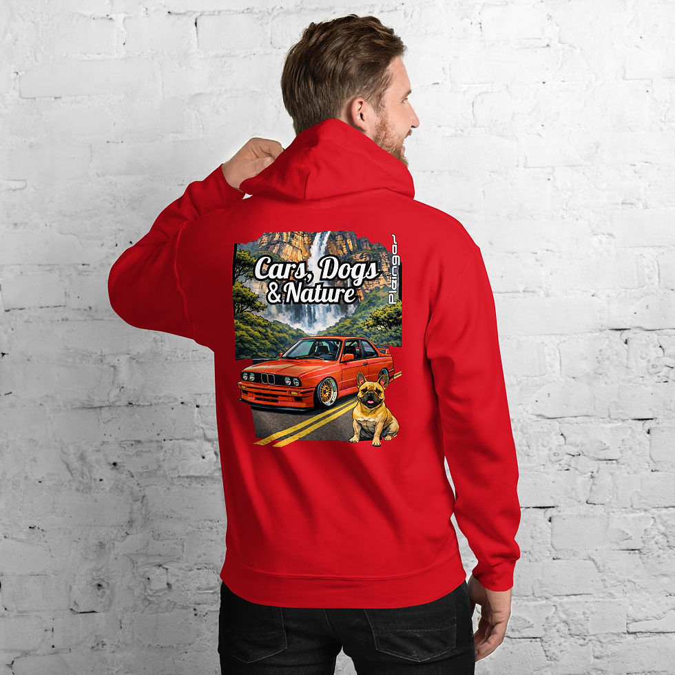Thumbnail: Hoodie Pleingaz  CARS DOGS & NATURE unisex coton/polyester