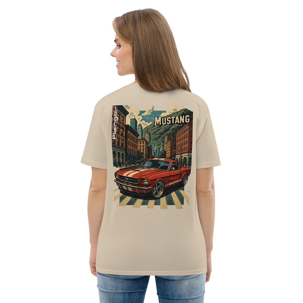 Thumbnail: T-shirt Pleingaz MUSTANG FASTBACK - du S au 5XL - unisex 100% coton bio Oeko-Tex
