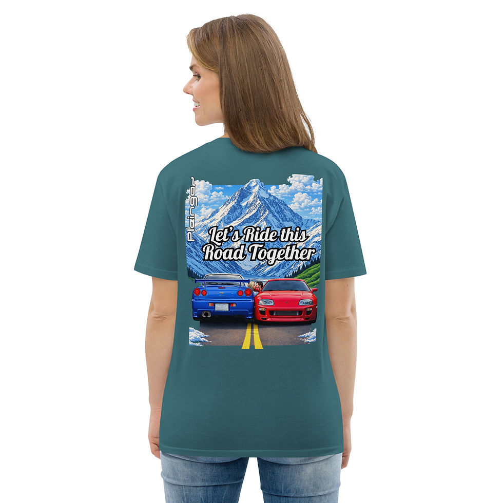 Miniature : T-shirt Pleingaz LET'S RIDE THIS ROAD TOGETHER JDM Unisex coton bio oeko tex