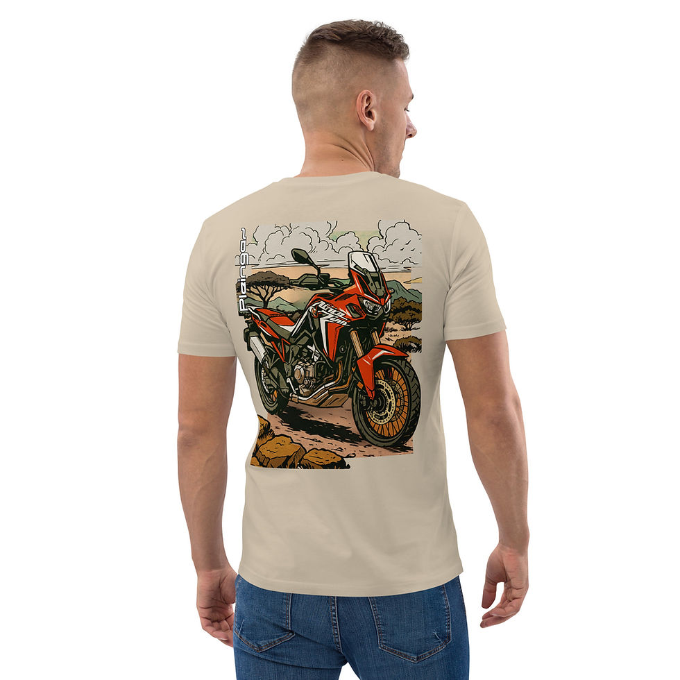 Miniature : T-shirt Pleingaz moto Africa Twin - du S au 5XL - unisex 100% coton bio Oeko-Tex