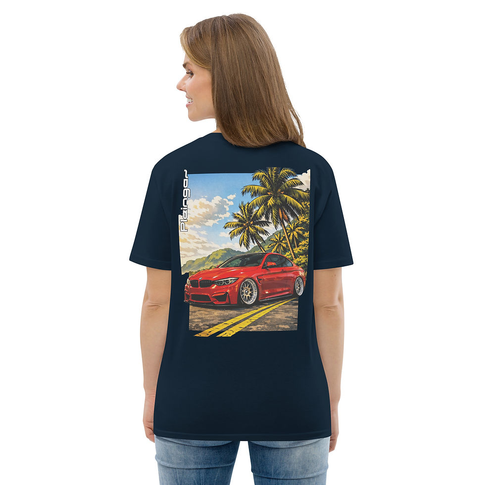 Thumbnail: T-shirt Pleingaz M4 F82 PALM RED - du S au 5XL - Unisex coton bio oeko tex