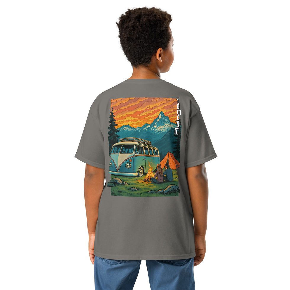 Thumbnail: Kid t-shirt Pleingaz T1 BUS Camping unisex coton oeko-tex