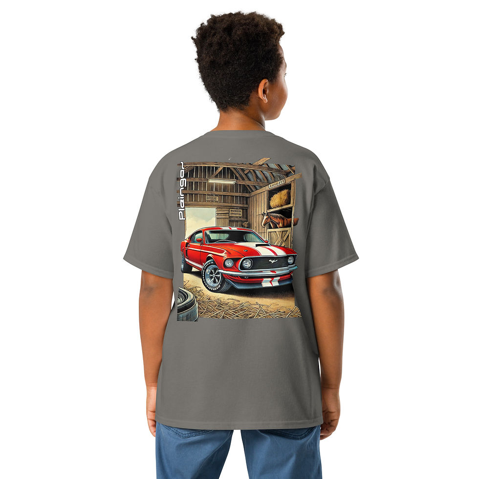 Thumbnail: Kid t-shirt Pleingaz MUSTANG 70' unisex coton Oeko-Tex