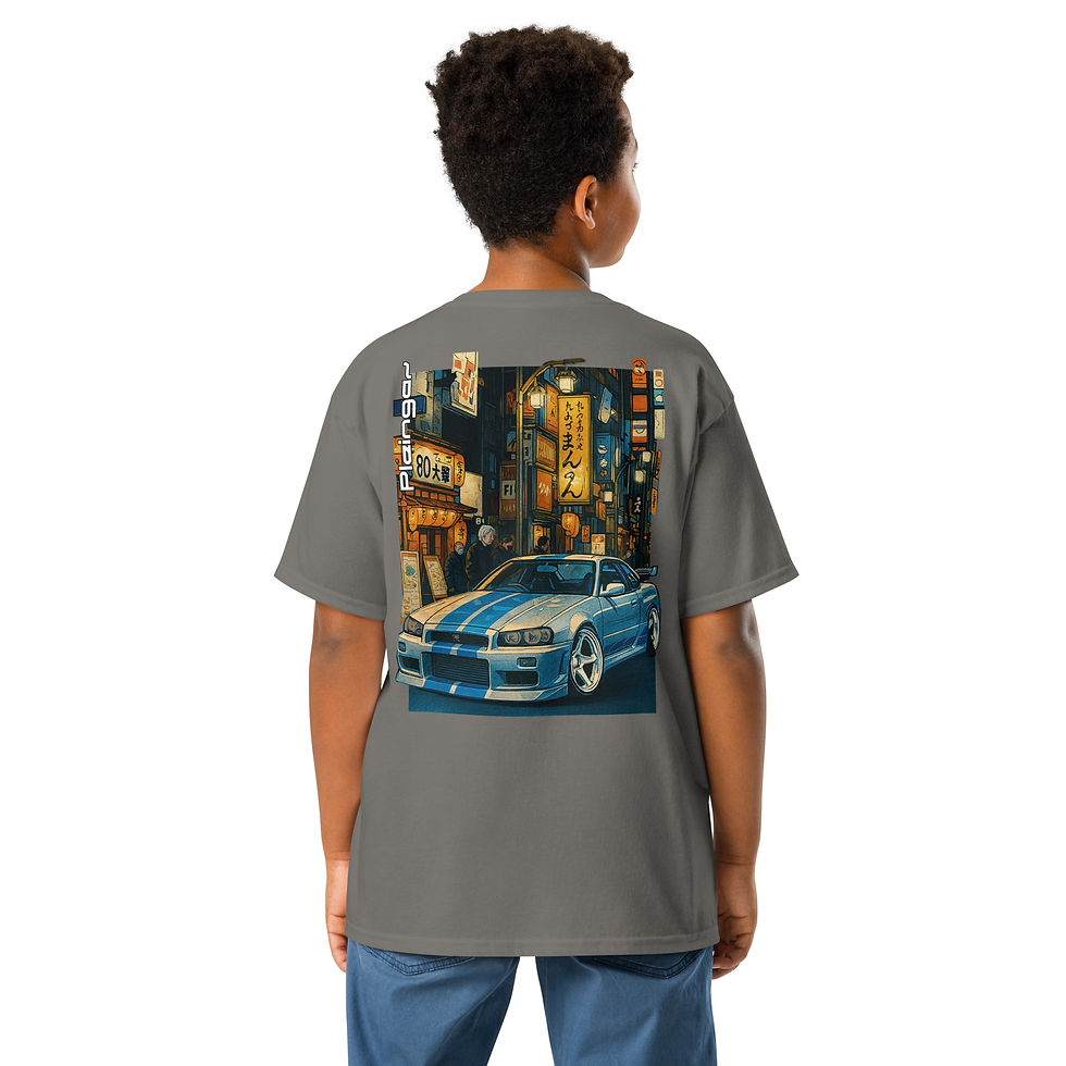 Thumbnail: Kid t-shirt Pleingaz SKYLINE R34 TOKYO FAST unisex coton oeko-tex